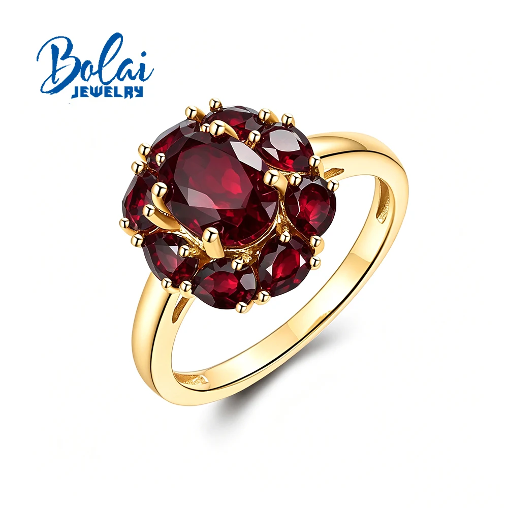 

Light Luxury 925 sterling silver women's ring natural Garnet gemstones fine jewelry for women's anniversary banquet wear
