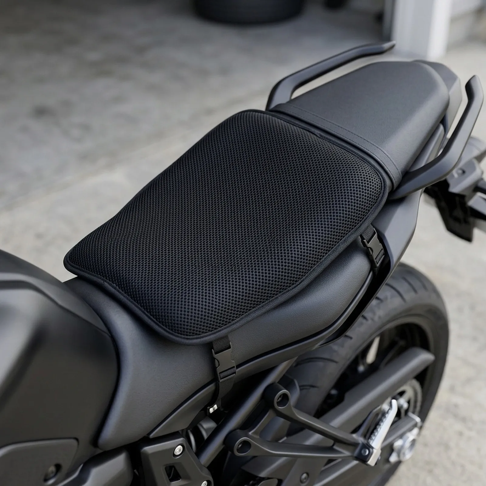 Motorcycle Seat Cushion with Comprehensive Comfort Features including Breathable Mesh Cover and Shock Absorption