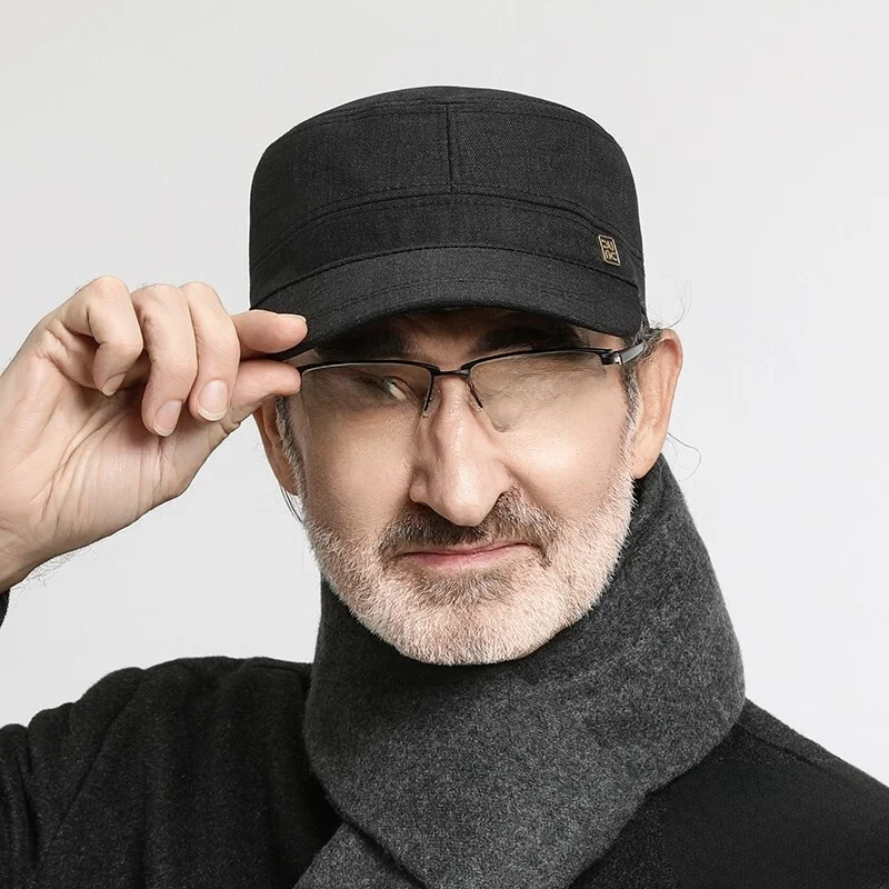 Spring Autumn Men's Flat Top Hat Thin Breathable Duckbill Cap Middle Aged And Elderly Dad Windproof Cap Grandpa Men's Hat