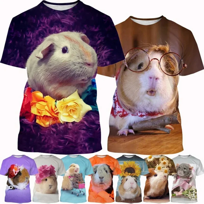 New Summer 3D Cute Animal Guinea Pig Printed T Shirt For Men Kid Fashion Funny Short Sleeves Animal Lovers Clothing Harajuku Tee