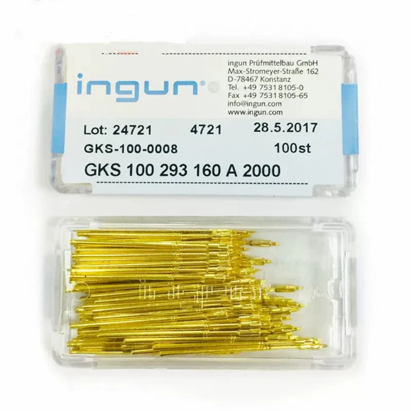 100PCS INGUN Probe GKS100 293 160 A2000/A3000 Three Claw Spring Test Pin Outer Diameter 1.36mm Length 40.35mm For ICT Testing