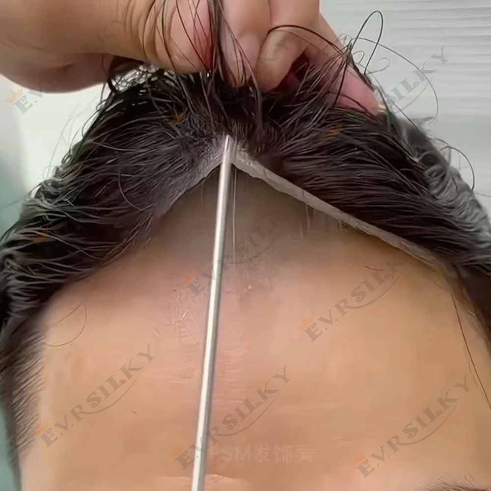 

Realistic Super Thin 0.02mm Skin Invisible Men Toupee 100% Natural Human Hair Hairpieces Black Gray Man Wigs Ultra Micro PU Unit