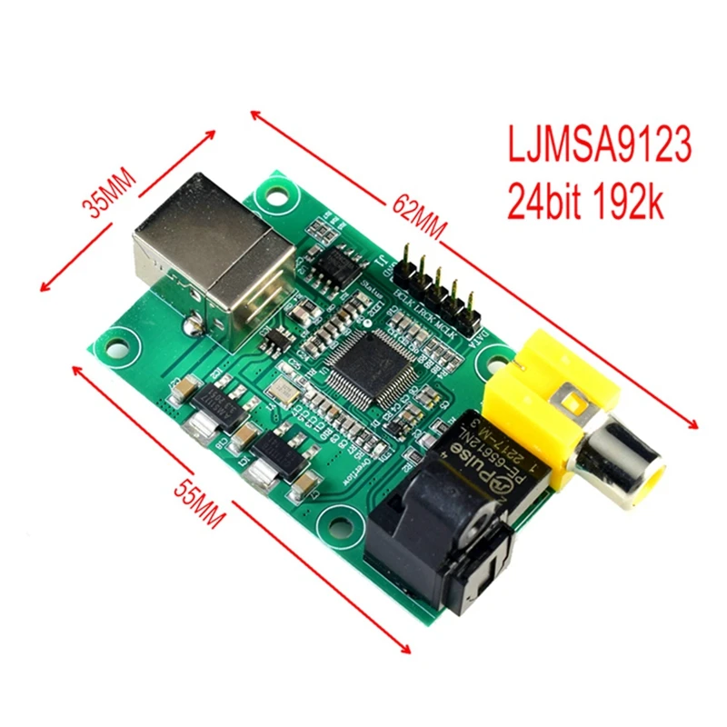 New for SA9123 USB to SPDIF Optical I2S Output 24BIT 192K Decoding Board HiFi SA9123L-DTB3