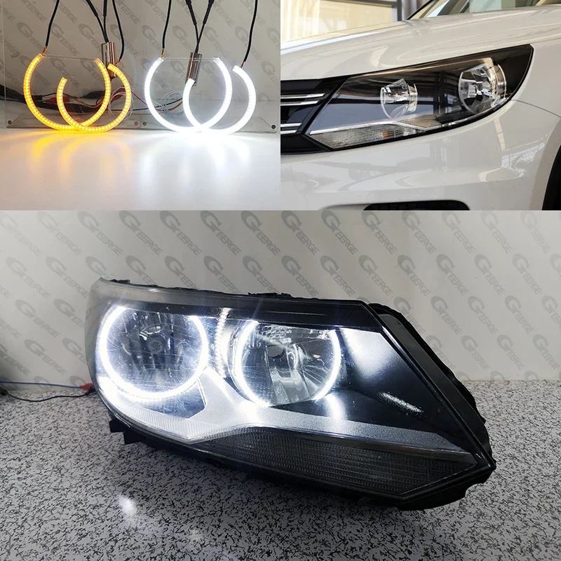 

For Volkswagen VW Tiguan I 5N Facelift 2011 - 2016 Ultra Bright Switchback Day Light Turn Signal LED Angel Eyes Kit Halo Rings