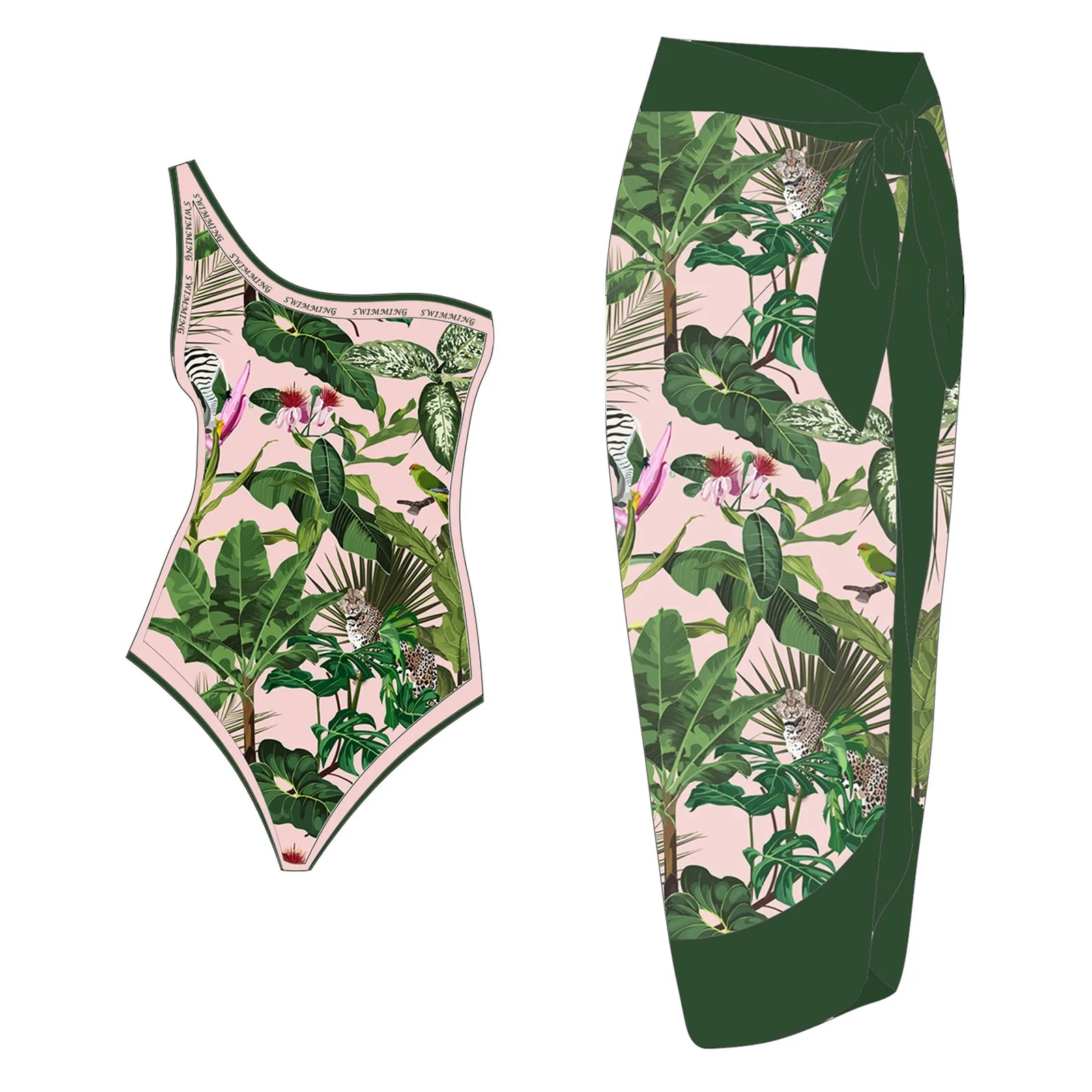 Frauen 1 Stück Bade bekleidung 1 Stück vertuschen zweiteiligen Badeanzug mit Vintage-Print Monokini Bikini 2 Stück Badeanzüge Damen Bade-BH-Oberteile