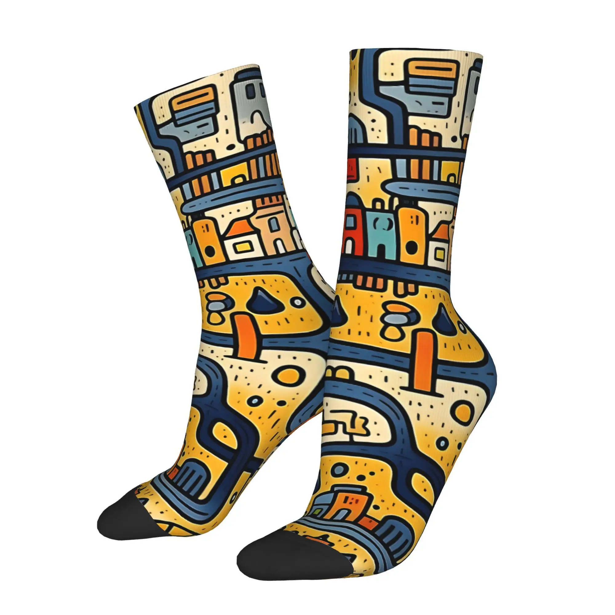 

Funny Sock for Men City Map Hip Hop Harajuku Happy Quality Pattern Printed Crew Sock Seamless Gift