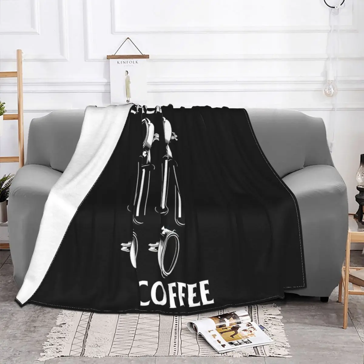 Retro Punk Rock Flag Espresso Black Coffee Lover Vintage Men Gift Tee Holiday Throw Blanket