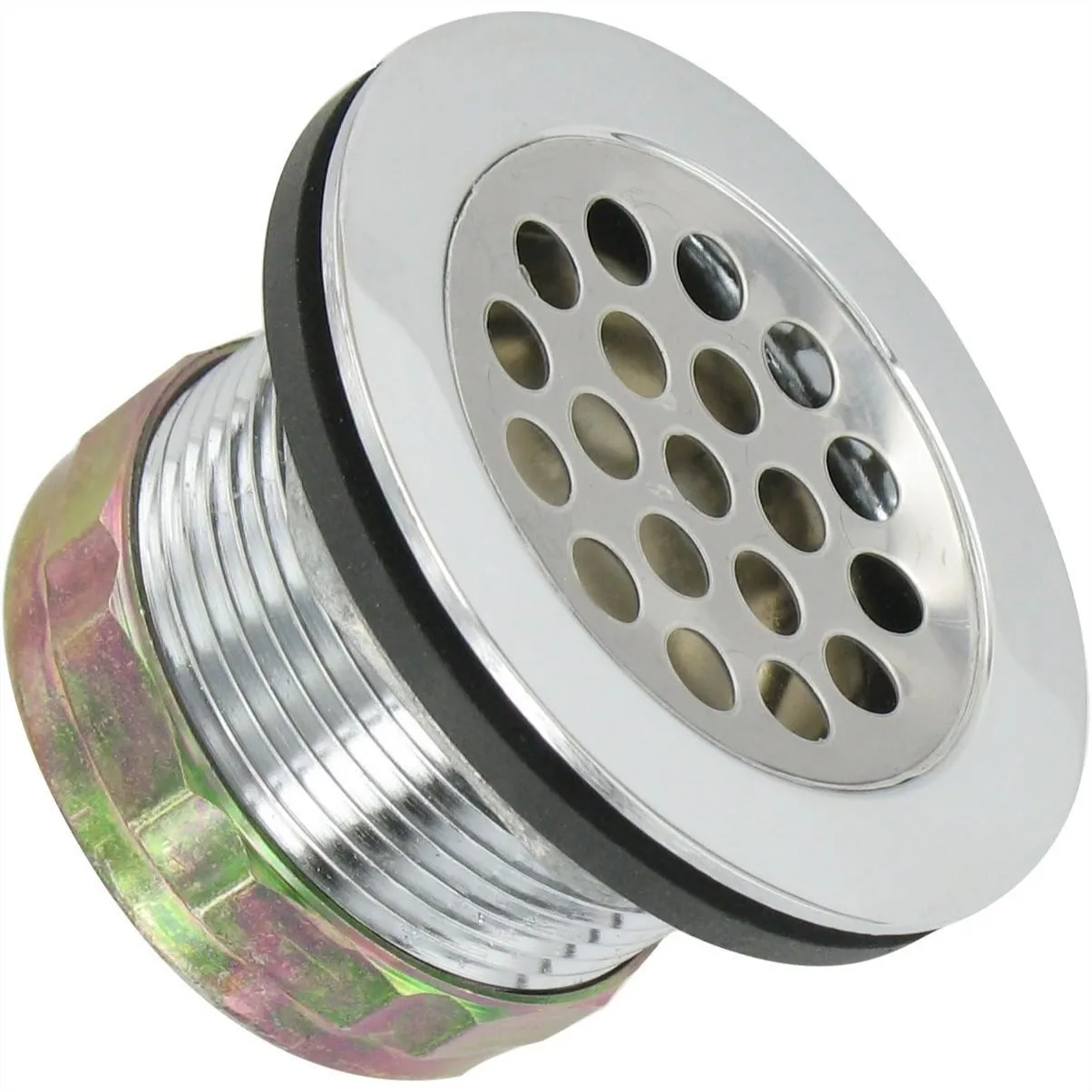 

Universal RV Shower Drain Strainer for Tubs and Showers, Silver Carded