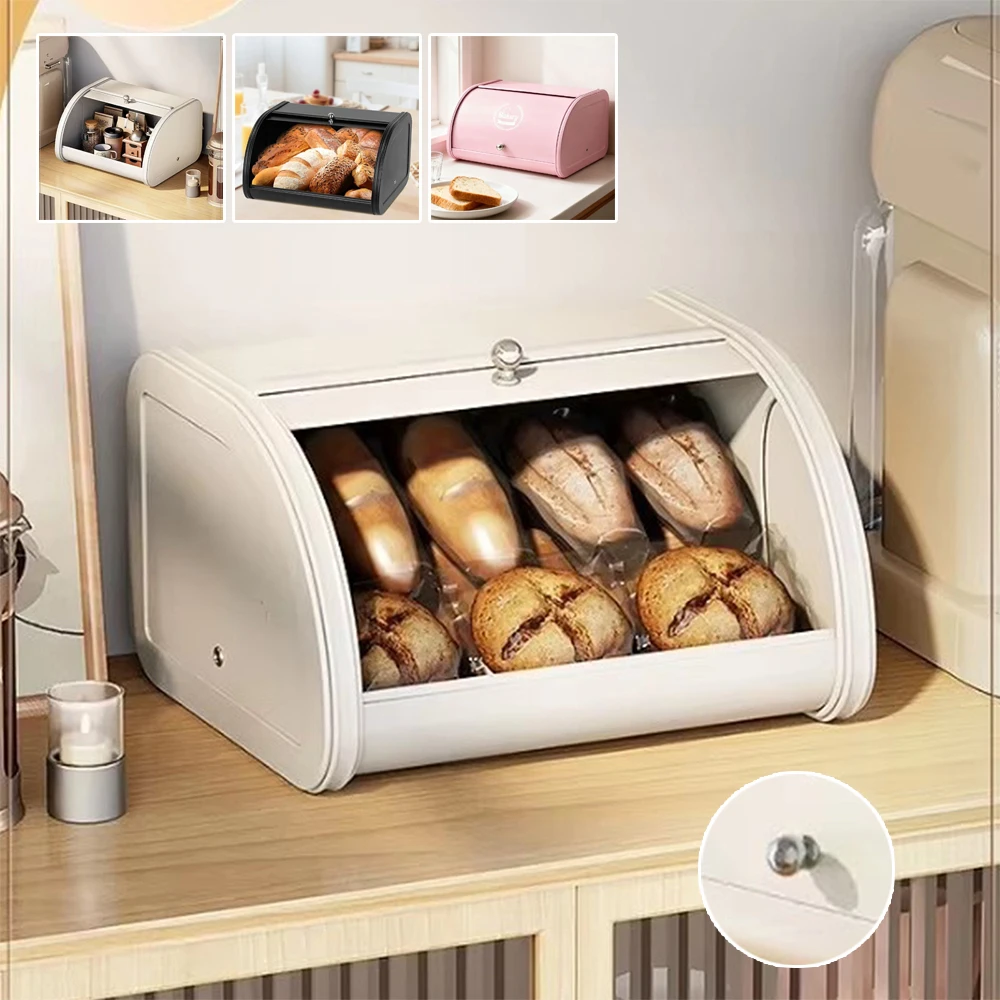 

Nordic Style Bread Box Metal Flip-Top Organizer for Keys Small Items Dustproof Desktop Storage Bin for Bakery Living Room 수납 정리함
