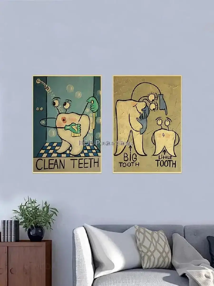 GraffitiStyle Dental Art Poster for Clinic  Home Decor  Kraft Paper Wall Painting Decal
