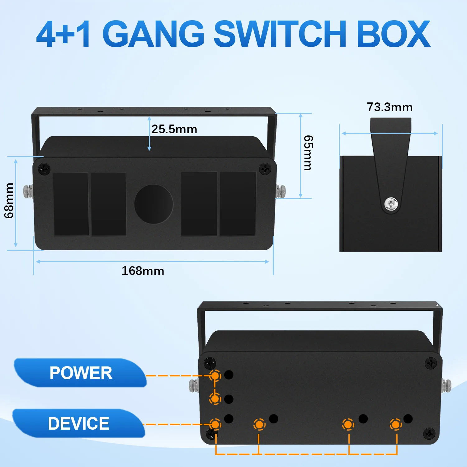 3 / 4 / 5 / 6 Gang Scatola interruttori a bilanciere fai da te Pannello interruttori a bilanciere in alluminio impermeabile per auto Marine Boat RV ATV UTV RZR Off Road