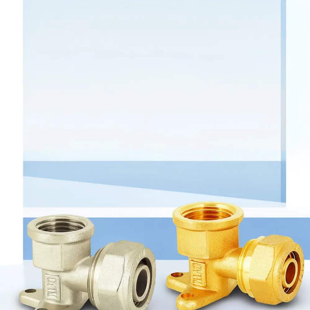 Precision Brass Elbow 90 Degree Wall Mount Fitting Female Thread Connector For Pex Aluminum Pipe System