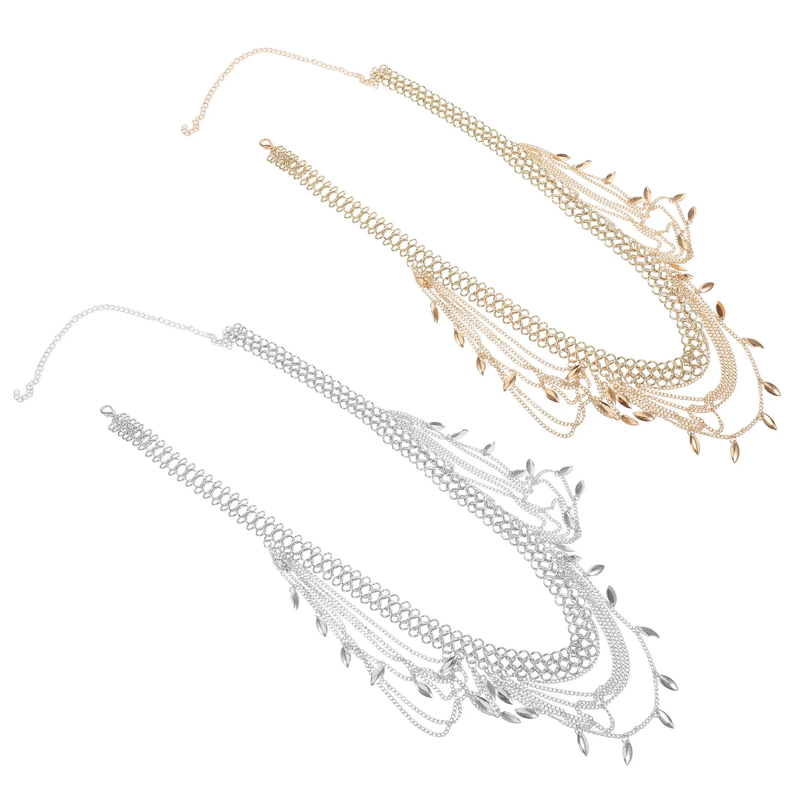 

2Pcs Ethnic Boho Waist Chain Multi Layer Adjustable Body Chain Belt for Women Summer Beach Festival Jeans Outfit