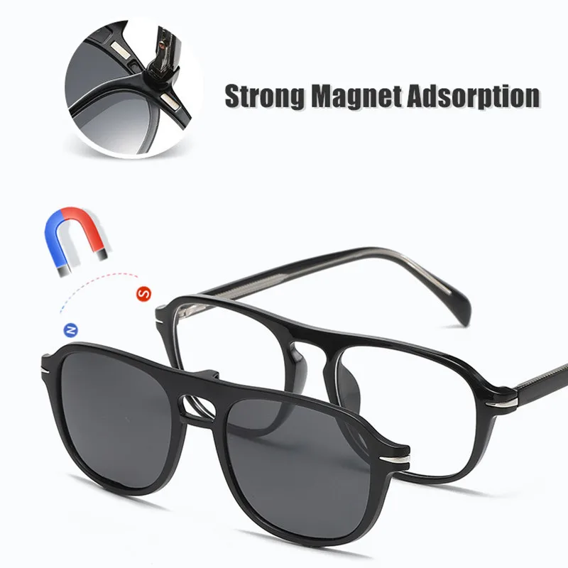 TR90 Frame Myopia glasses With Magnetic Clip-on Sunglasses Women Men Upscale Multifunctional Eyeglasses Prescription Custom F558