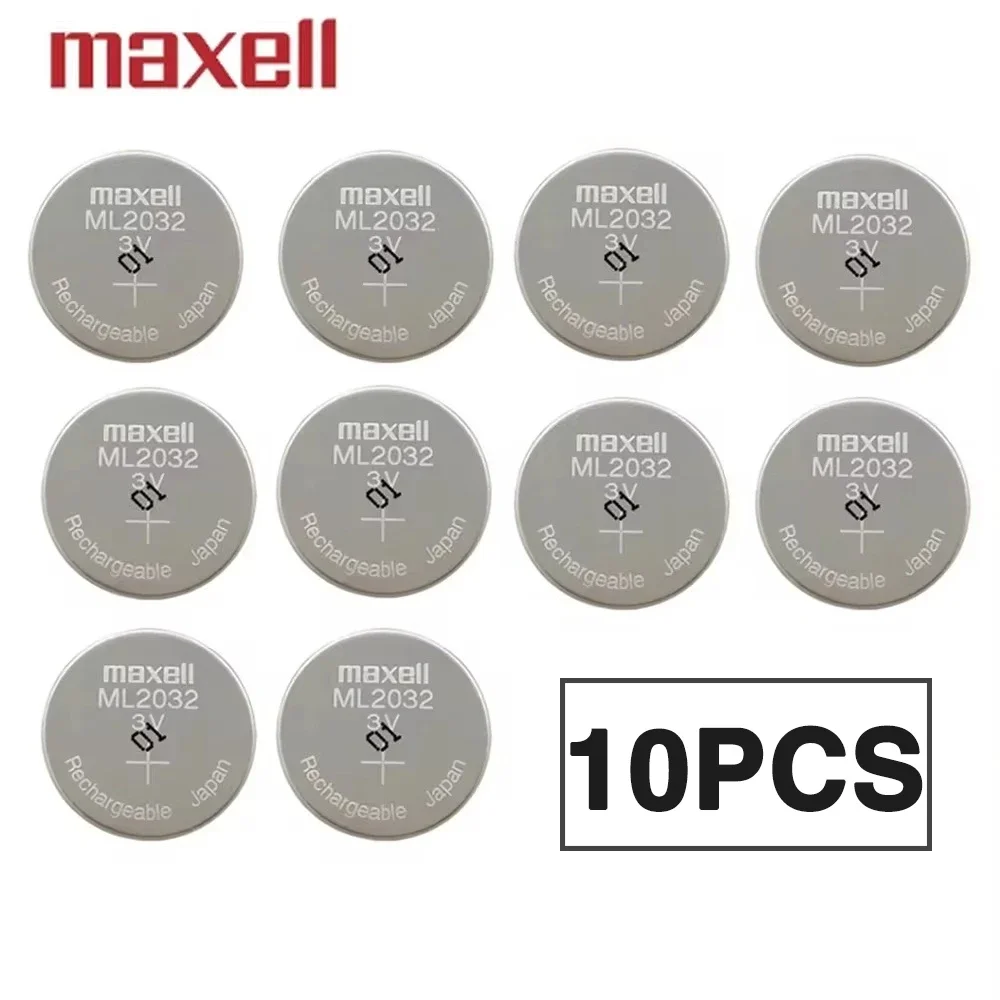 10PCS Original-MAXEII ML2032 3V Rechargeable Battery Lithium Batteries Replaces CR2032 DL2032 ECR2032 for Remote Motherboard Toy