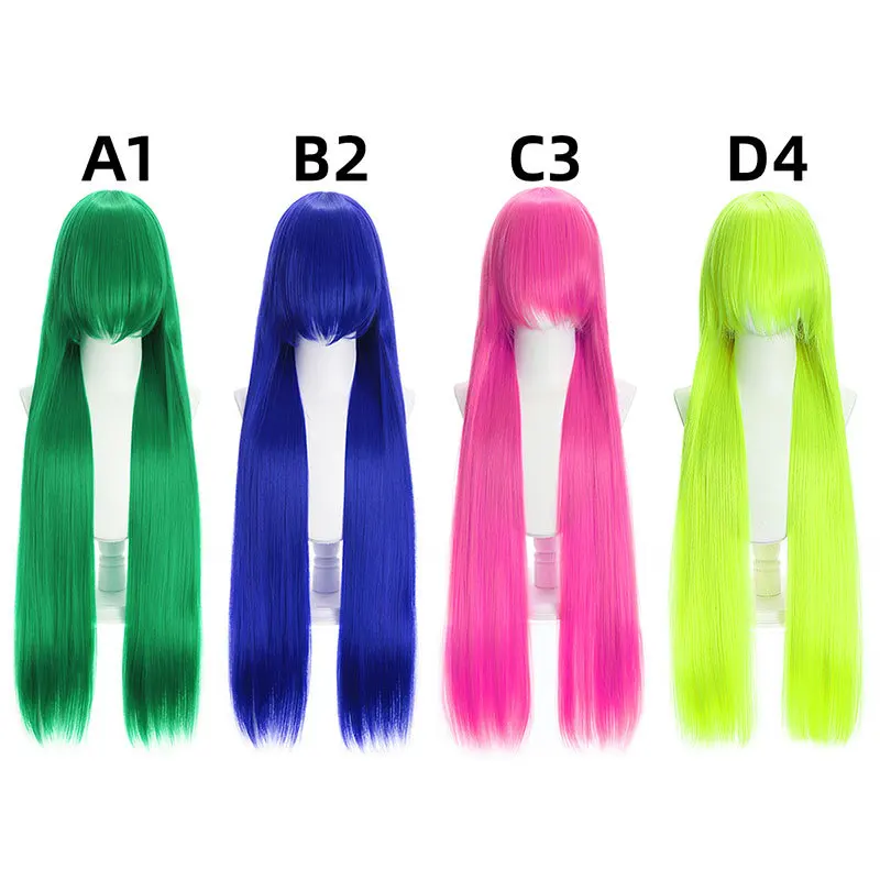 Synthetic Cosplay Wig 100cm Long Straight Rainbow Color Hair Universal Style for Anime Roleplay Carnival Party Inspired Unisex