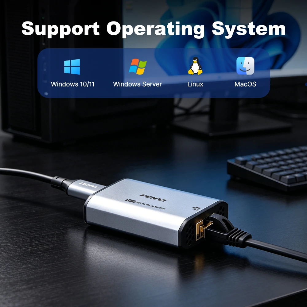 10GbE USB C RTL8159 Ethernet Adapter Type-C USB 3.2 to RJ45 10G High-Speed Network Card For MacBook PC Win 10/11 view 6