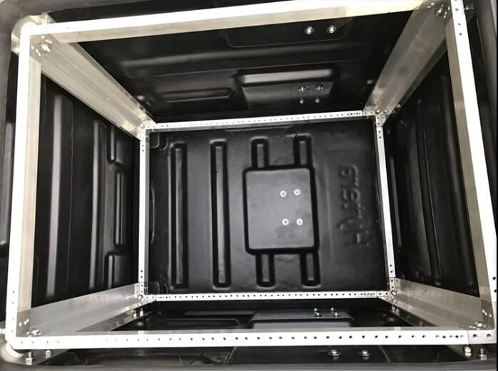 12U Shock Rack Case with 720mm/28.3 inch Removable Frame, Engineer PP Shockproof Equipment Case, Waterproof IP67 Heavy Duty Box