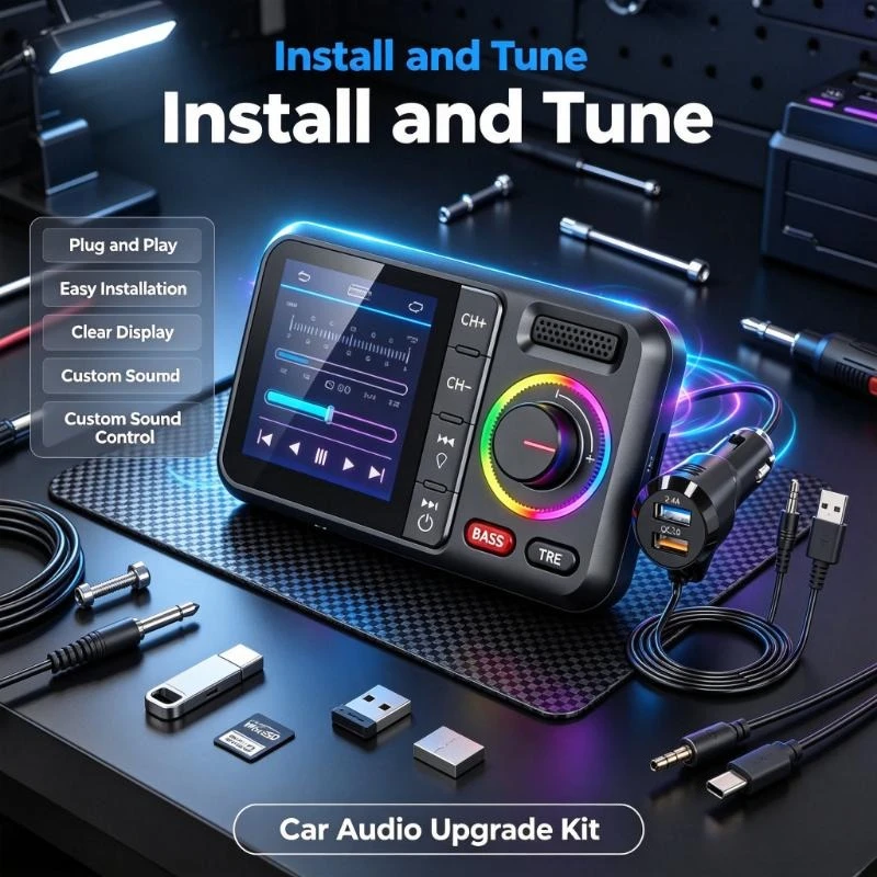 Dual Usb Fast Charging Aux Audio Receiver Integrates Hands-Free Call Function For Family Self-Driving Travel Entertainment