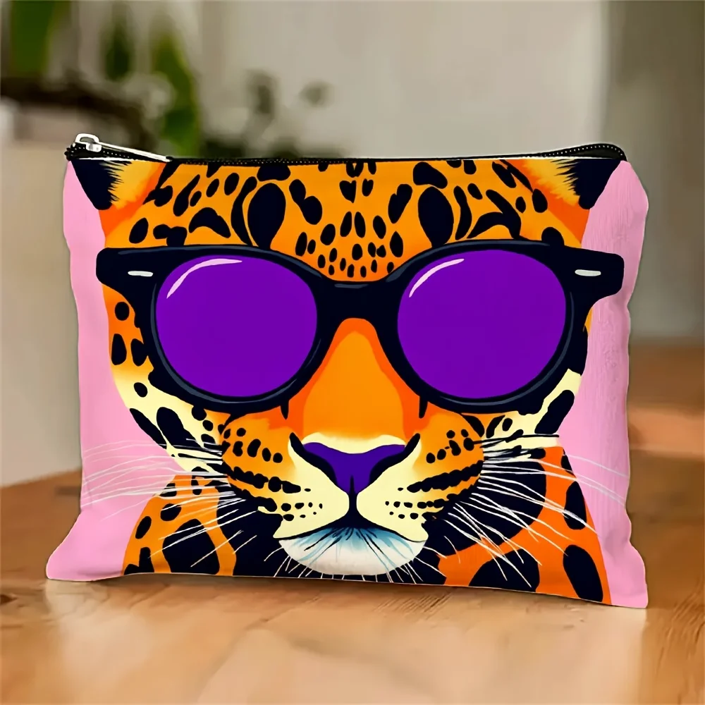 

AFashionable Leopard Print Makeup Bag- Multifunctional Zipper Pouch, Jewelry Storage Bag, Perfect Travel Zipper Small Storage Ba