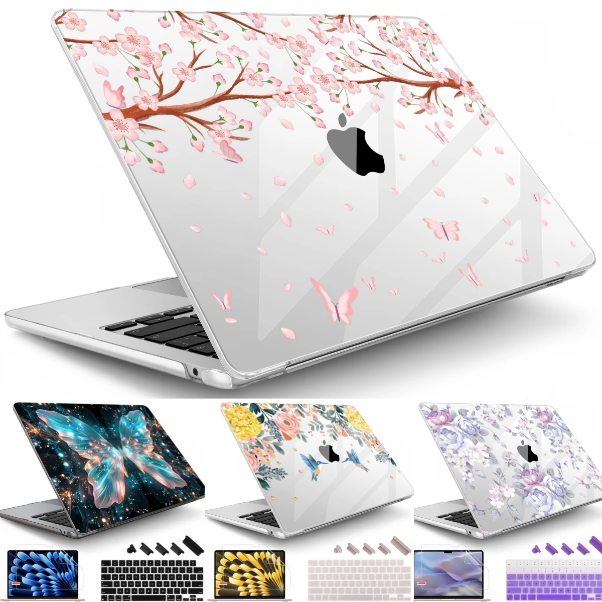 

Crystal Flower Print Case For MacBook 2024 Pro 14 16 M4 2023 2022 M2 M3 Air case 13 15 inch A3113 A3114 A2681 A2941 M1 A2337 M1