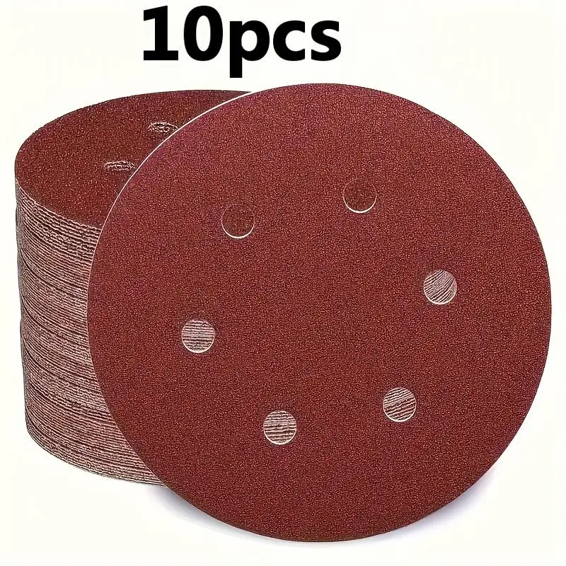 

10pcs 150MM 6-inch 6-hole hook ring sandpaper, random track sanding machine sandpaper