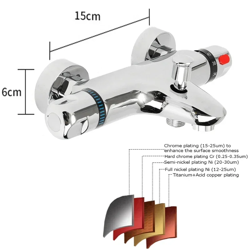 Two Handle Mixer Faucet Tap Bathroom Thermostatic Mix Bath Shower Faucets Water Control Valve Wall Mounted Ceramic