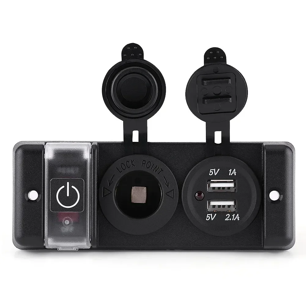 Car Charger Socket, 12V Dual USB Power Outlet Flame-Resistant Car Power Socket 2+1 Set For Car RV Boat Yacht Charging