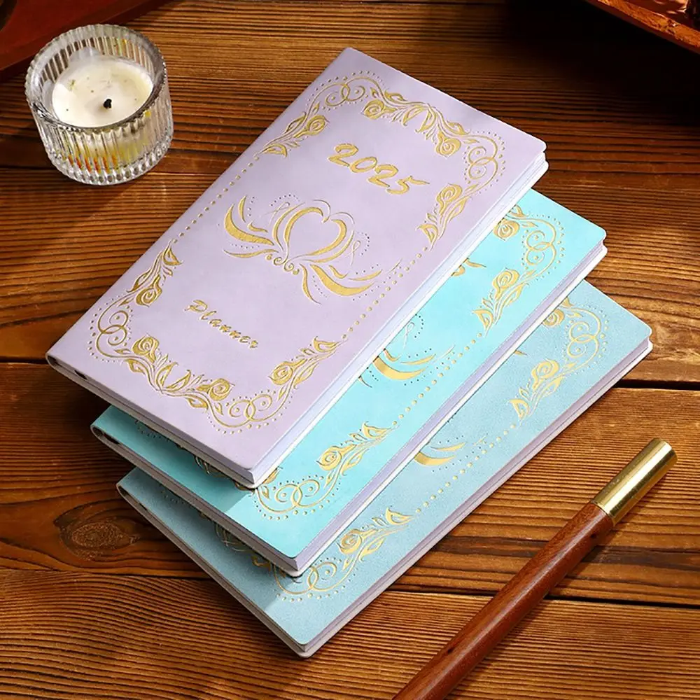 Portable A6 2025 Agenda Book Pocket with Calendar Diary Weekly Planner Retro To Do List English Notepad School Office