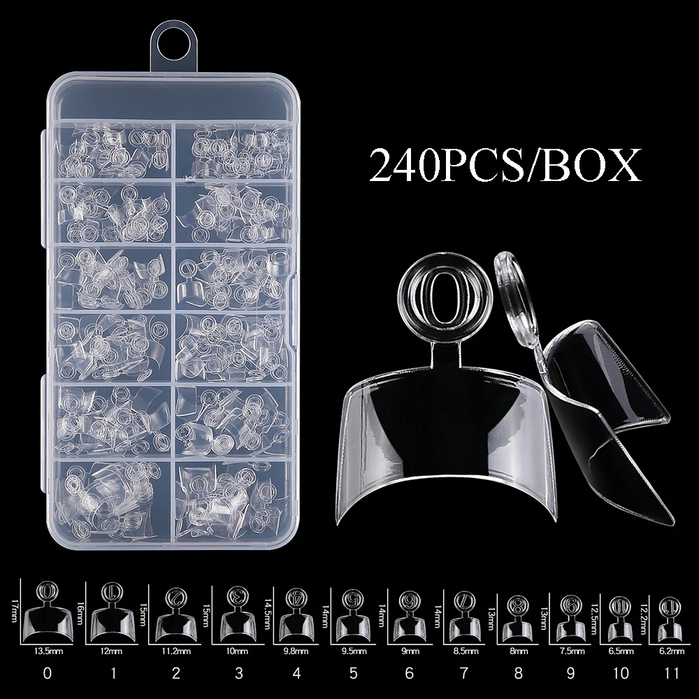 240PCS Clear Extra Short Square Nail Tips Half Cover Acrylic Fake Nails 12 Sizes Glossy Natural False Nail Tips
