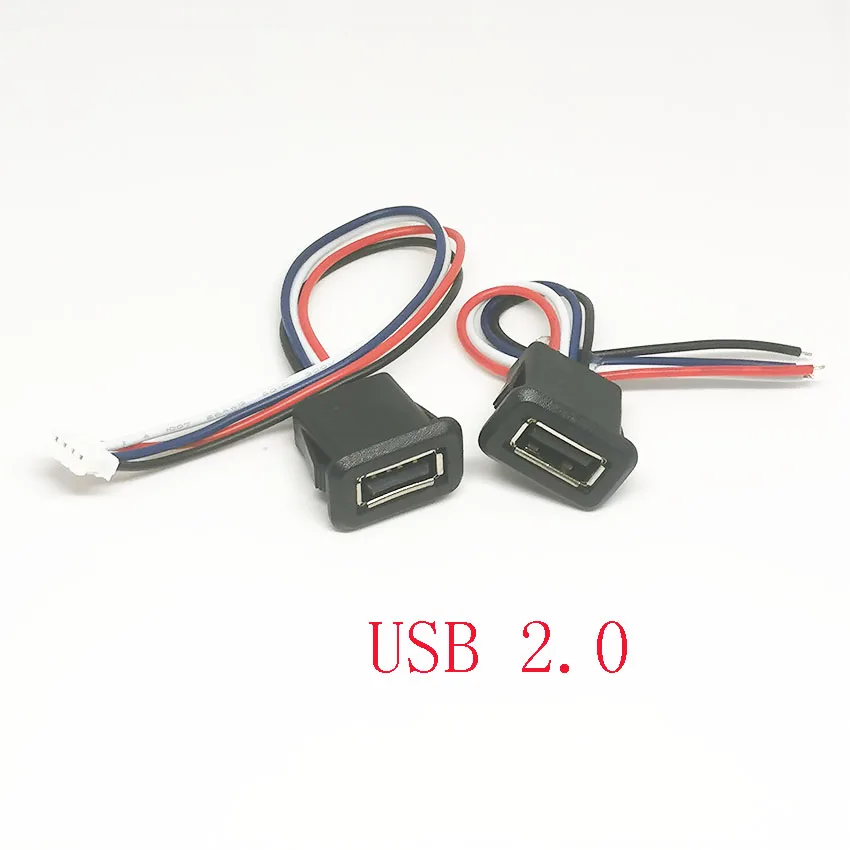 

1pc USB 2.0 Female Power Jack USB2.0 2Pin 4Pin Charging Port Connector With PH2.0 Cable Electric Terminals USB Charger Socket