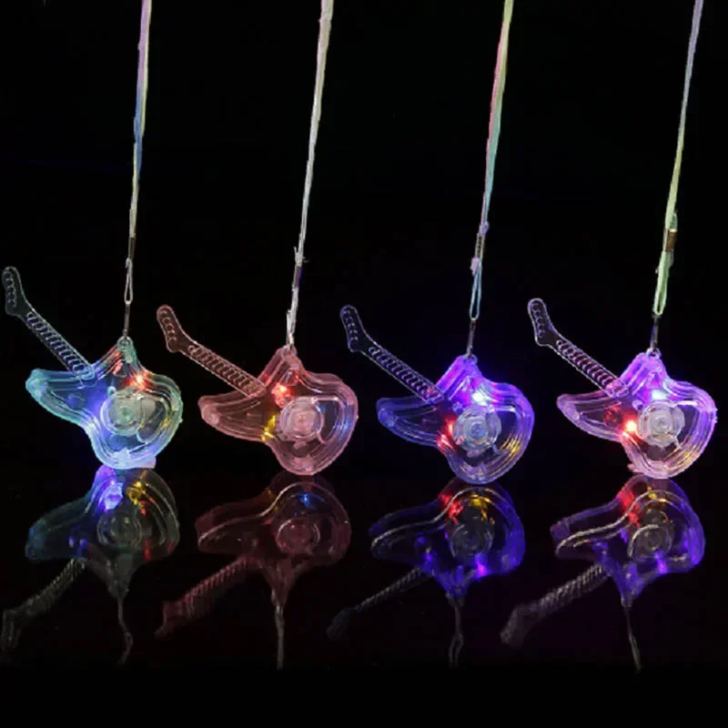 

24pcs LED Guitar Necklace Pendants Flashing Light Up Necklaces Cosplay Halloween