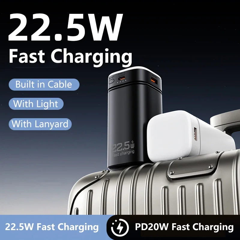 

22,5 Вт сверхбыстрая зарядка Power Bank 20000 мАч с фонариком Портативный мобильный блок питания для всех телефонов Внешний аккумулятор
