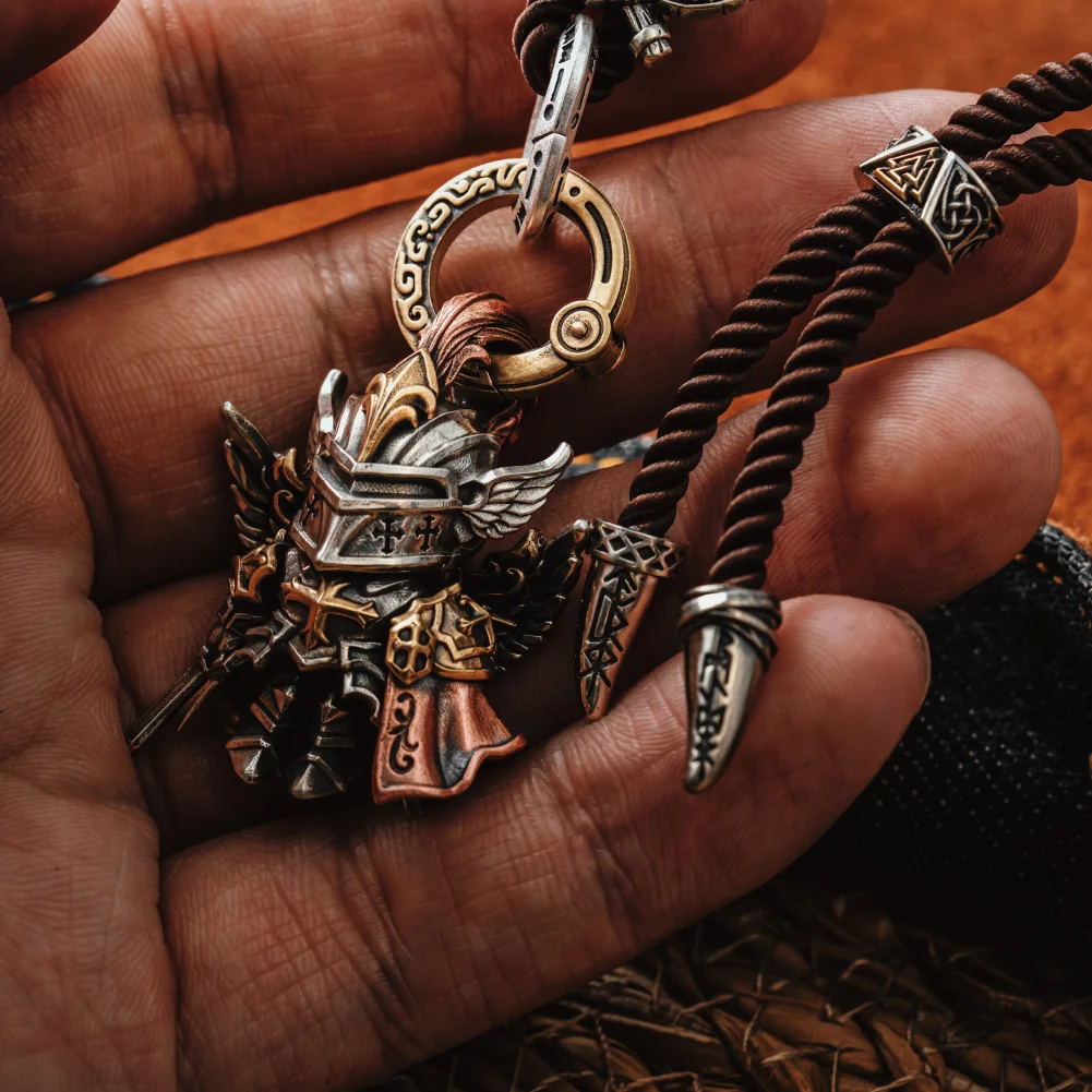 COPPERTIST.WU Viking Shield Sigil Rope Necklace for Men Women – Norse Viking Jewelry, 90CM Adjustable Length
