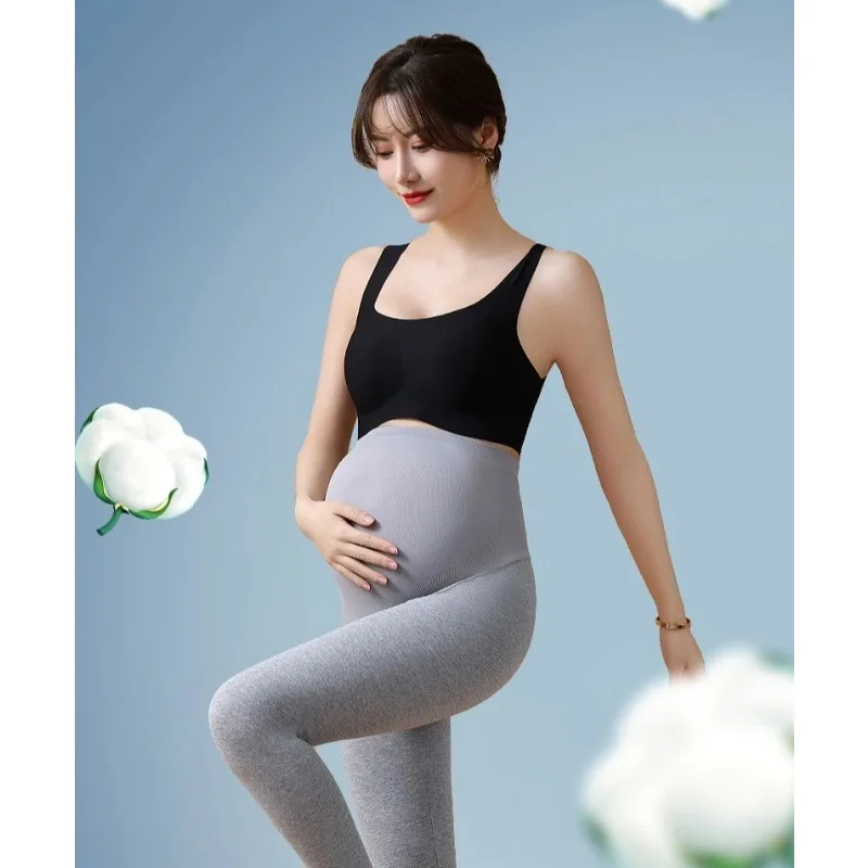 

Spring Autumn Maternity Leggings Over Bump Pregnancy Pants Lightweight Cotton Stretch Pants 9/10 Length Plus Size Outer Wear