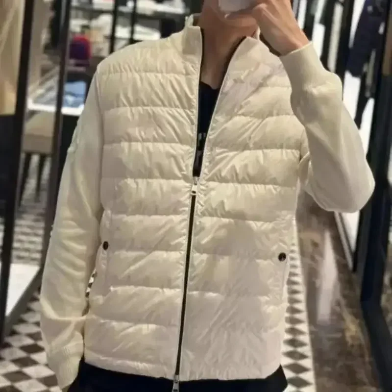 Mon * Cl * R cor sólida à prova de vento colheita puffer jaqueta unisex inverno grosso curto estilo 90% ganso branco jaqueta mens outerwear