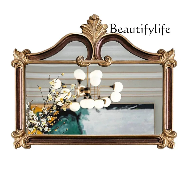 

X Classical Entrance Wall Hanging Dining-Side Mirror Living Room Creative Carved Bathroom Background Wall Hanging Mirror