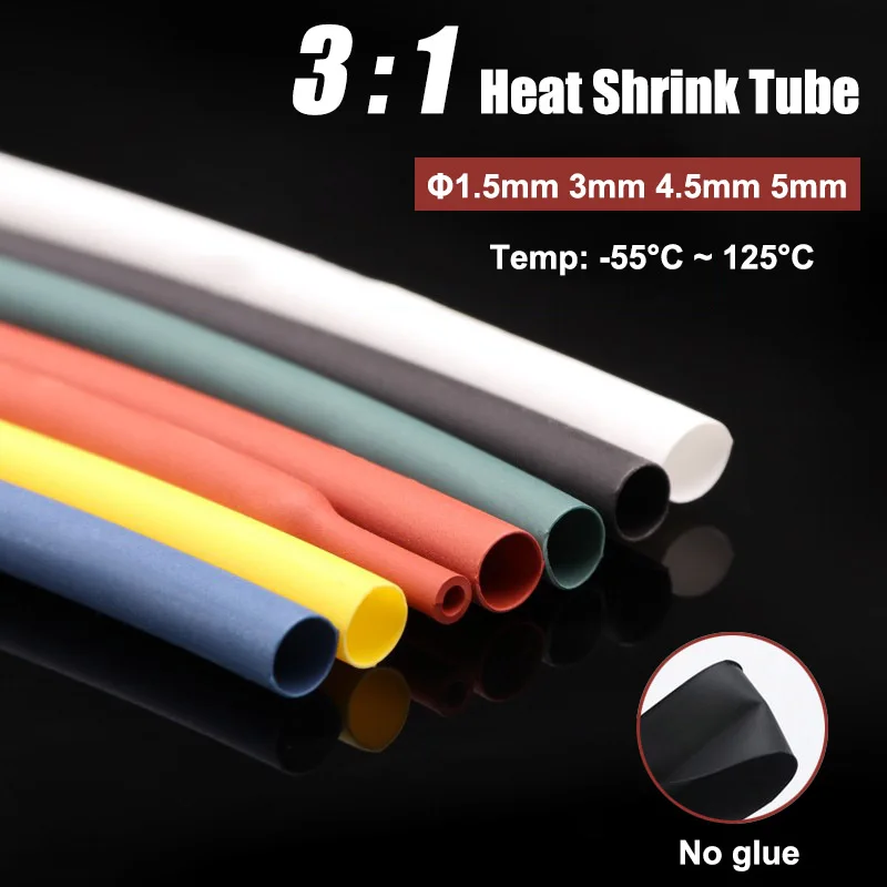 1-10M 3:1 Color Heat Shrink Tubing No Adhesive ID 1.5/3/4.5/5mm HeatResistant Tube Shrink Wrapping Sleeving Wire Cable Wrap Tube