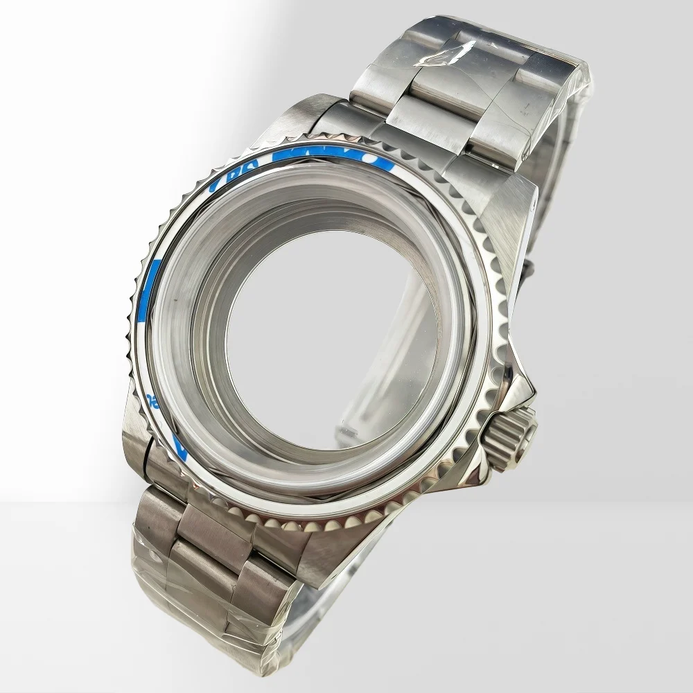 حافظة NH35 40 مم، زجاج مقوس، حافظة من الفولاذ المقاوم للصدأ، حزام من الفولاذ المقاوم للصدأ Nh35 NH36 أجزاء ساعة مقاومة للماء