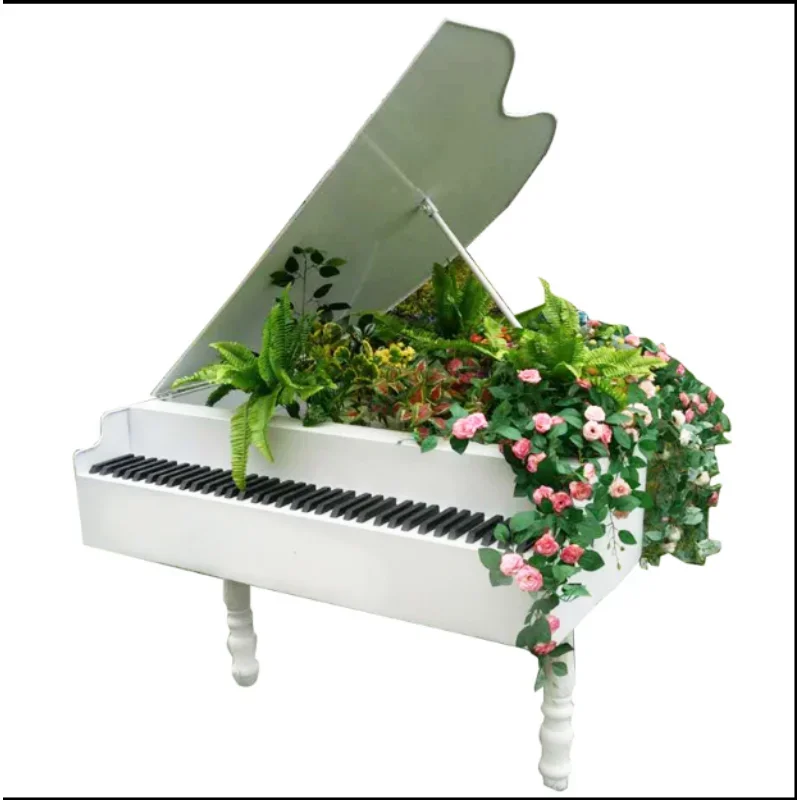 Outdoor Garden Sculpture Piano Flower Stand Decoration Creative Design Photo Punch-in Props Sales Villa Gardening Wedding Land