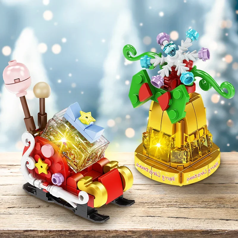 Christmas series building blocks assembled toys Christmas tree Santa Claus elk snowman small ornaments Christmas gift decoration