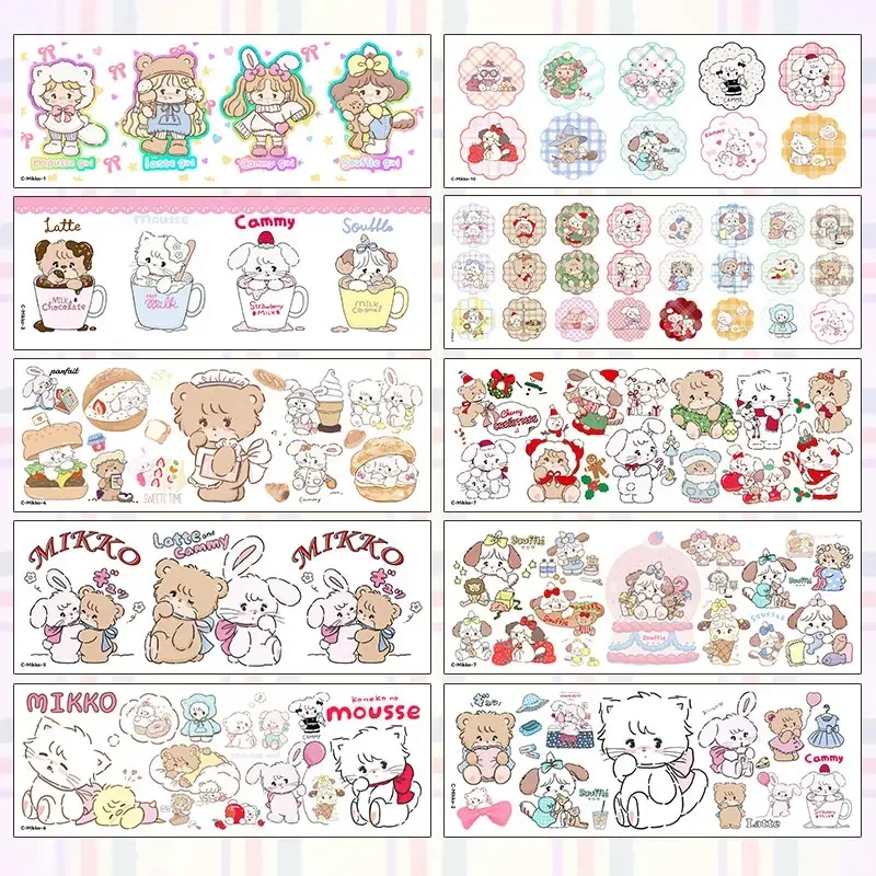 DTF Stickers Cute Cartoon For Mikko DIY Stickers UV Printing Creative Transfer Transparent Crystal Souffle Waterproof Decoration