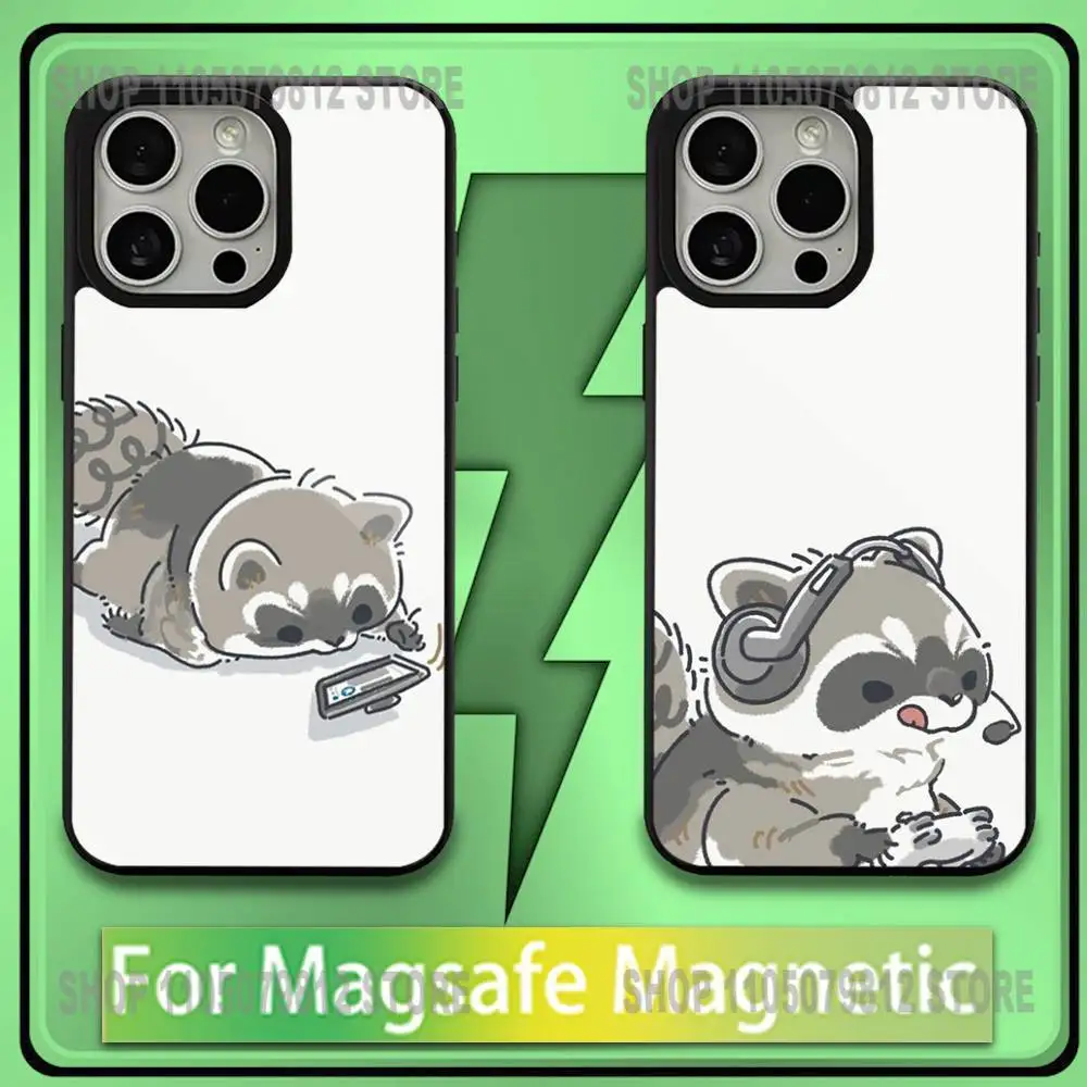 

Cute Funny Cartoon Raccoon Phone Case For iPhone17,16,15,14,13,12,11,Plus,Pro,Max,Mini Soft Magesafe Magnetic Wireless Charge