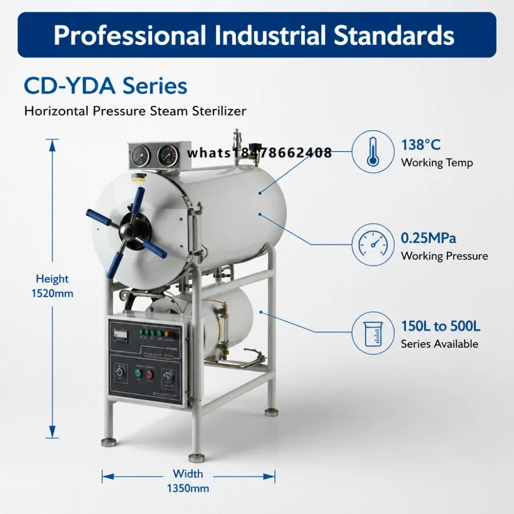 Factory Price Horizontal Cylindrical Pressure Sterilizer 500L Large Capacity Pressure Steam Autoclave for Hospital and Clinic