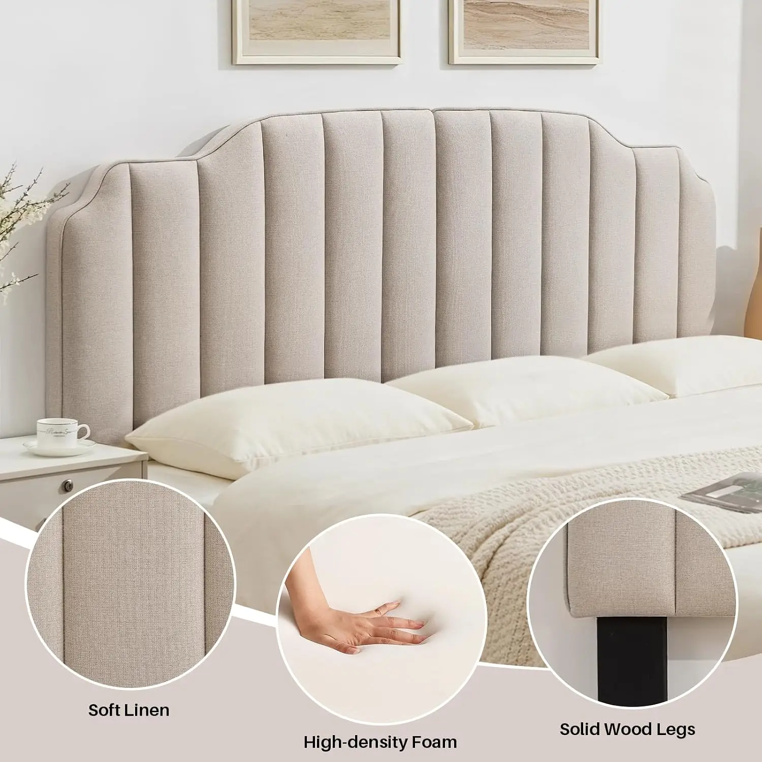 King Size Upholstered Headboard One-Piece Upgrade Design Bedroom Furniture, Customized