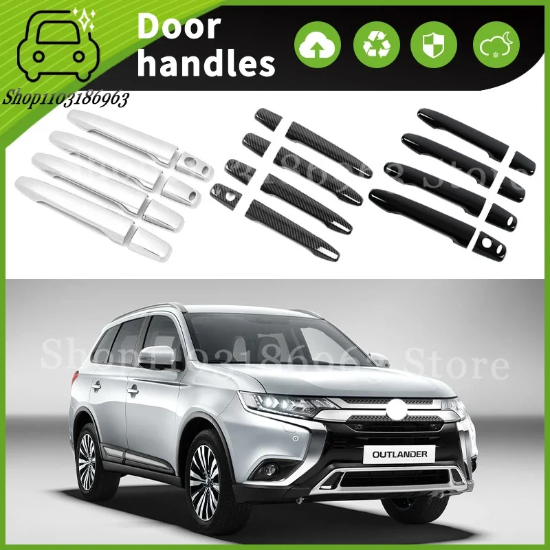 

For Mitsubishi Outlander 2013-2022 Black Chrome Car Door Handle Cover Trim Styling Accessories Car Stickers Auto Accessories