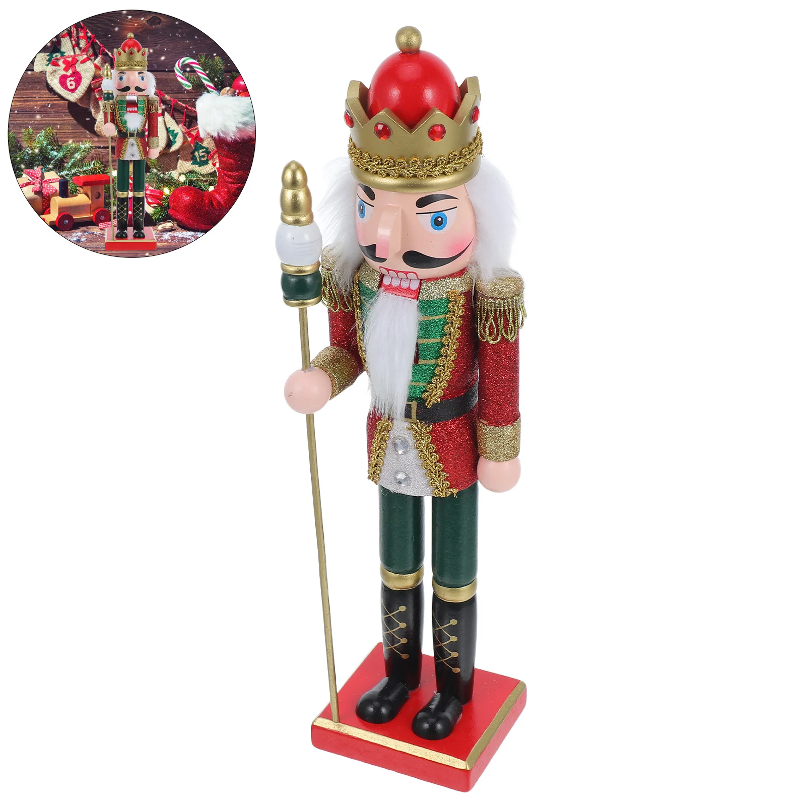 

Nutcracker Christmas Classic Wooden Soldier Statue Festive Holiday Tabletop Decor Wood Nutcracker Figure