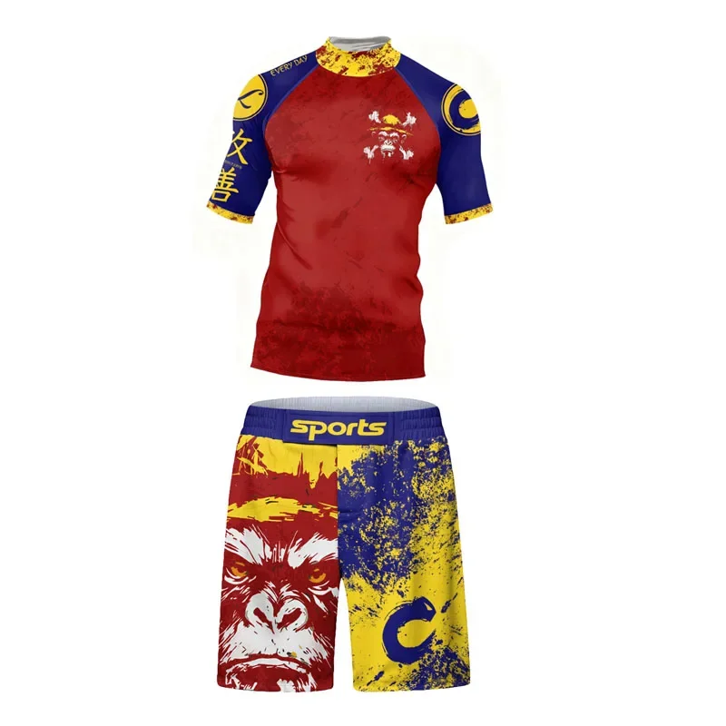 بدلة رياضية مضغوطة للرجال MMA BJJ Rashguard الملاكمة كرة السلة جيرسي تجريب اللياقة البدنية الصالة الرياضية الملابس التدريب الجري ملابس رياضية