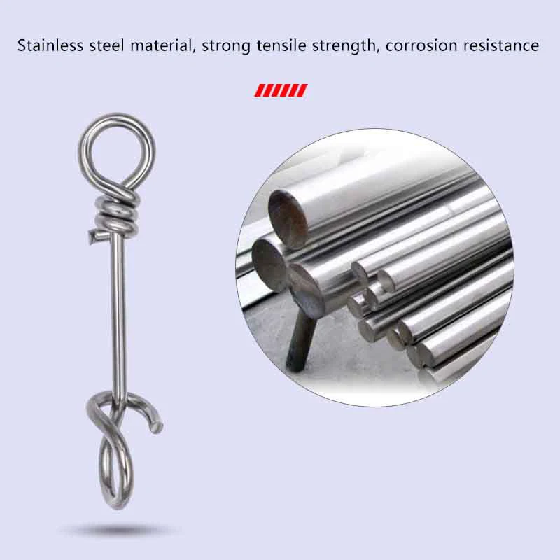 50 قطعة تعزيز الفولاذ المقاوم للصدأ قفل سريع المفاجئة الربيع المشبك مشبك إغراء قطرة الحفارات موصل السلامة الطعم هوك لصيد الأسماك #5