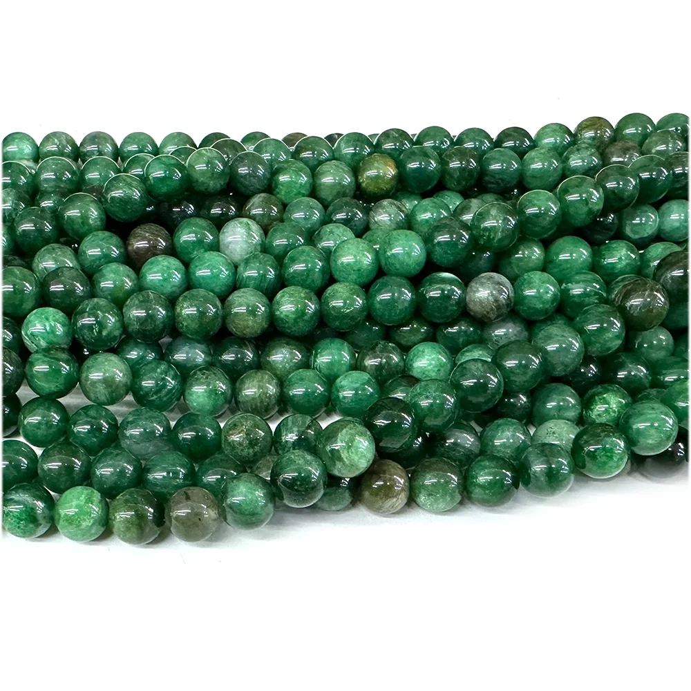 Veemake Natural Green Chlorite Euchlorite Fuchsite Round Smooth Loose Beads 08119